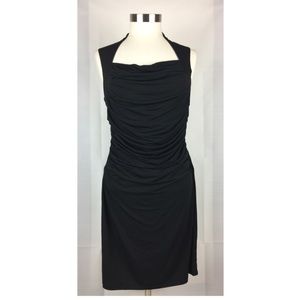 Spence Open Back Ruched Front Black Dress Size 8